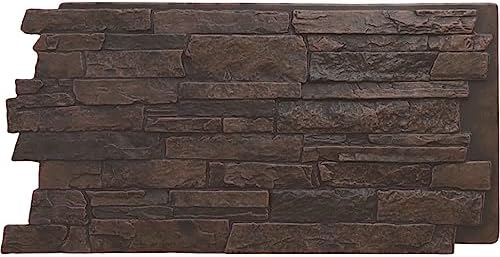 EverStone Acadia Ledge Faux Stone Panel, Dark Tobacco Color by EkenaMillwork