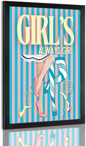 Trendy Always Girls High Heels Poster Funny Cocktail Disco Ball Canvas Wall Art by Unknown