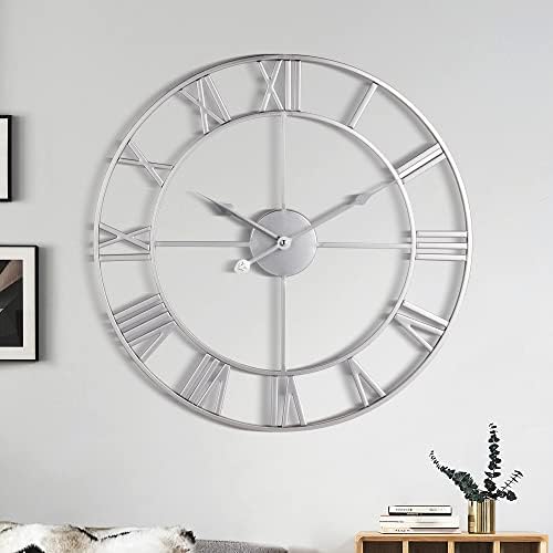 1st owned Large Wall Clock, Metal Retro Roman Numeral Clock, Modern Round Wall by Wallclockdecor
