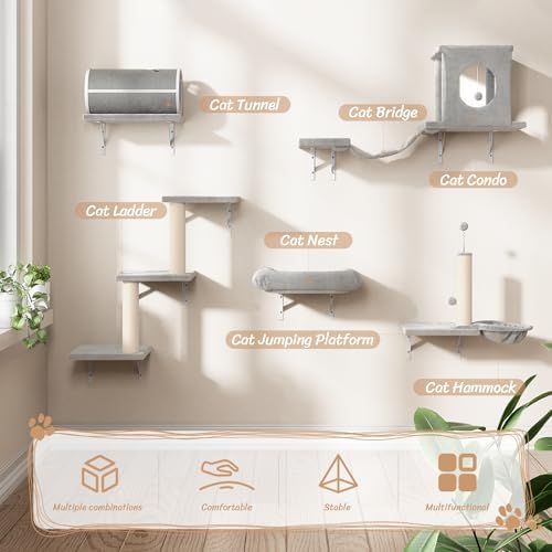 7-in-1 Wall Mounted Cat Climber Set, Cat Furniture Set - Image 6