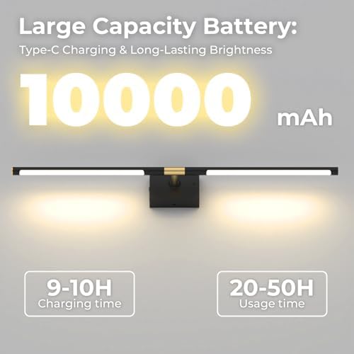 Battery Operated Wall Sconce, 10000mAh 4CCT Dimmable - Image 3
