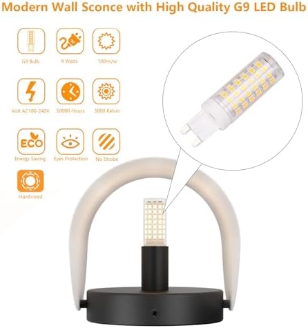 Aipsun Black Modern LED Wall Sconce Indoor Wall Lights 2 Packs Hardwired Up and - Image 3