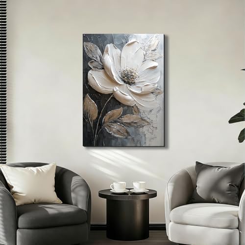 ZERILYN Ship Next Day Neutral Floral Wall Art Canvas Prints White Flower Canvas - Image 7