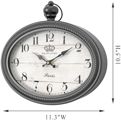 Retro Oval Wall Clock. Black Vintage Antique Style - Image 2