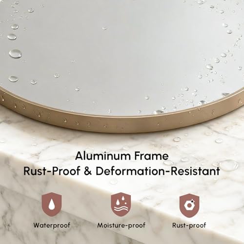 USHOWER 24 Inch Gold Round Bathroom Mirrors - Image 5