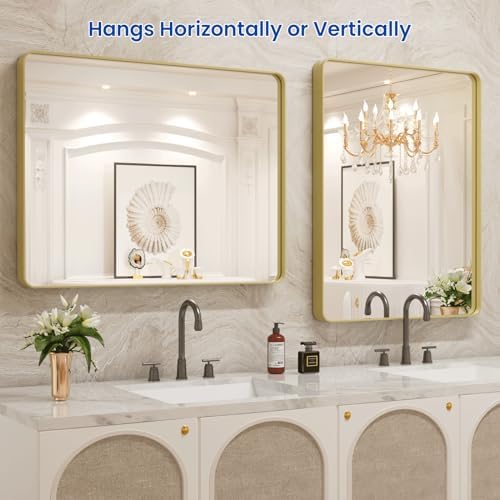WEER Gold Bathroom Vanity Mirror 24X36 Inch - Image 5
