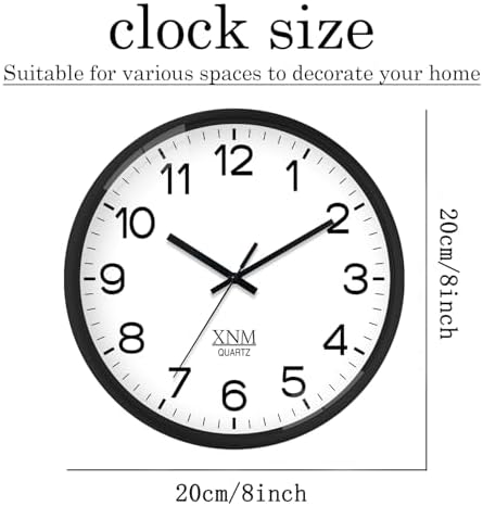 XNM 2 Pack Wall Clock 8 Inch Wall Clocks Battery Operated - Image 3