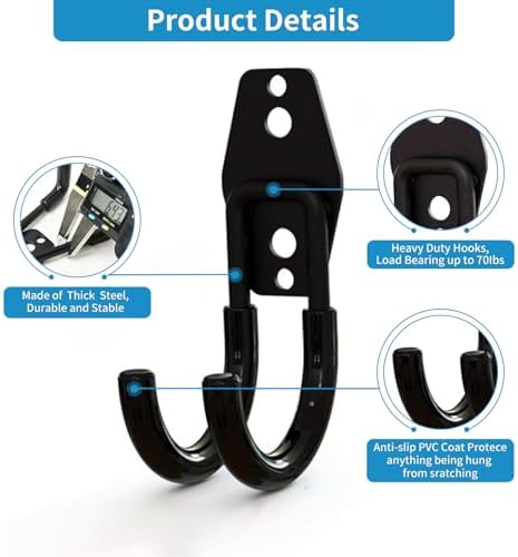 GeeWatom 2 Pack Garage Storage Utility Hooks，Garage Garden Tool Organizer，Steel - Image 3