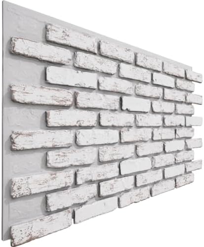 EverStone Aged Brick Faux Brick Panel, 46 7/8"W x 27"H x 1 1/4"D, Rustic White - Image 3