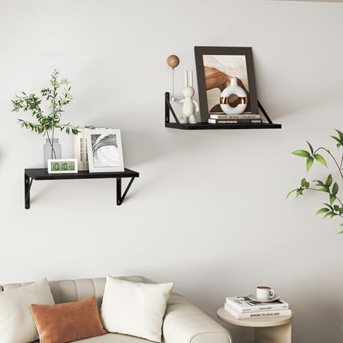 Heimlove 20W x 12D Deep Floating Shelves Set of 2 Black - Image 6