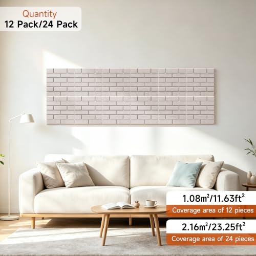 TO-TH Acoustic Panels Peel and Stick Decor Wall Panel 24 Pack, Light Camel - Image 5