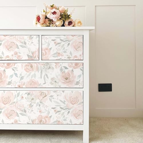 Ismoon Pink Floral Peel Stick Wallpaper Boho Watercolor Stick on Wall Paper - Image 2