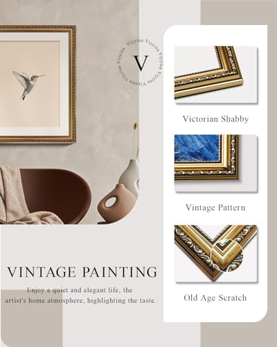 VIYYIEA Gold Framed Hummingbird Wall Art Vintage Canvas Print, 16×20 Inch - Image 5