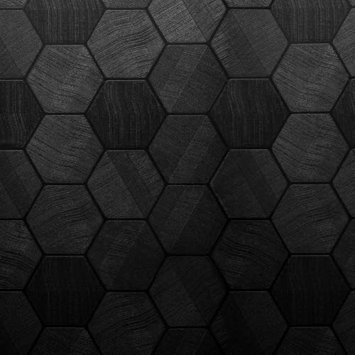 Self Adhesive Black Peel and Stick Wallpaper 15.7" X 78" 3D Hexagon by Adwann