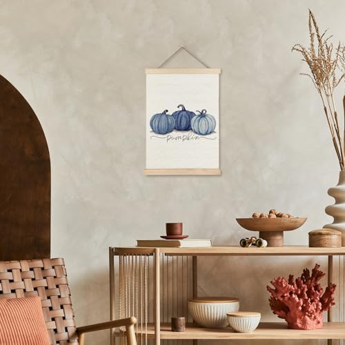 Supwhd Watercolor Fall Blue Pumpkin Wall Art - Image 4