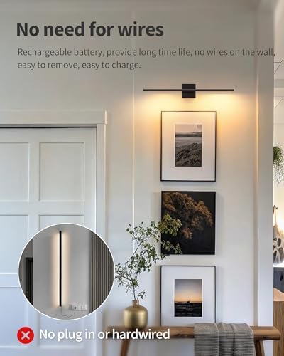 KDG Black 31.5" Cordless Wall Sconces Set of 2, Wireless LED Wall Lamps - Image 3