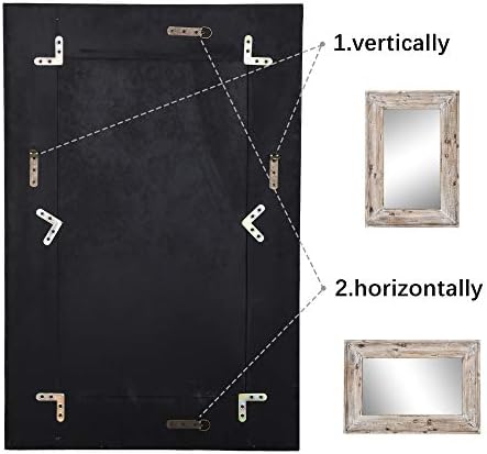 36 X 24 inch Wall Mount Wood Frame Bathroom Vanity Mirror Rustic - Image 3