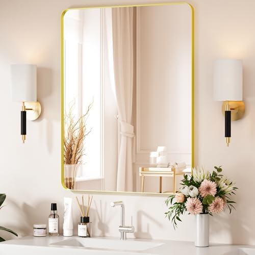 Gold Bathroom Mirror 28X36 Inch Bathroom Vanity Mirror by Venusmiles