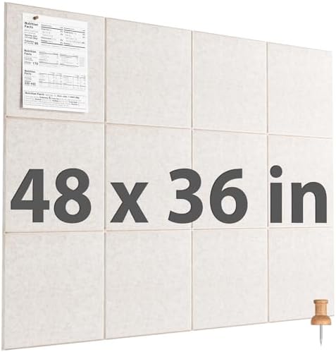 MaxGear Felt Bulletin Board 48" x 36", Light Tan Felt Wall Tiles Wall Decor by MaxGear
