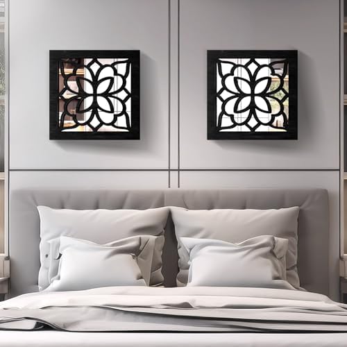 2 PCS Square Wall Mirror, Rustic Farmhouse Wall Mirrors, 12 inch Small Mirror - Image 4