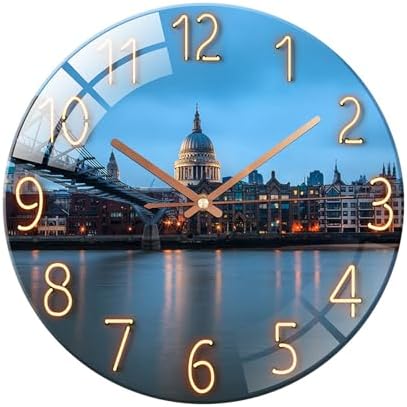 Ergocar Glass Wall Clock Silent Scanning Mechanical Round Glass Wall Clock by Ergocar