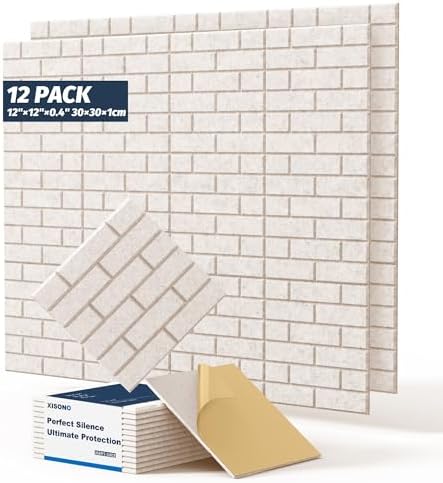 12Pack wall panels, 3D Brick Pattern Sound Proof Panels by Xisono