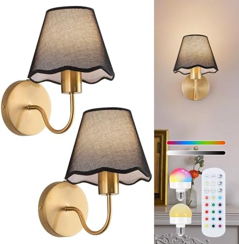 ADISUN Battery Operated Wall Sconce Set of 2, Wireless Wall Lights by ADISUN
