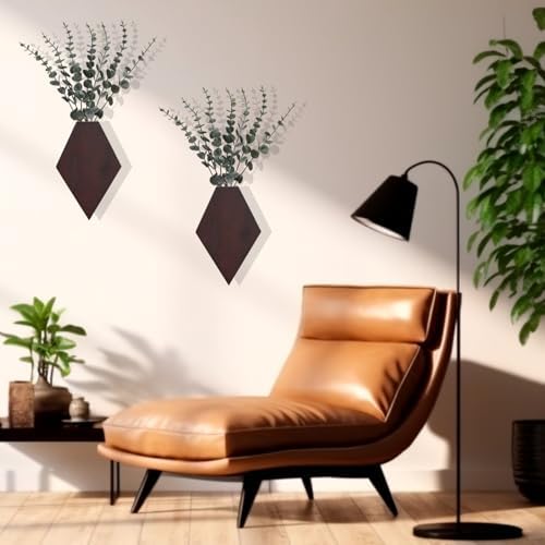 Chunful 2 Pcs Wooden Wall Planter Decor, 9.8 x 6.6 x 1.2 Inches - Image 6
