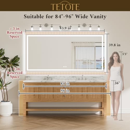 TETOTE 84 x 40 LED Lighted Bathroom Mirror - Image 5