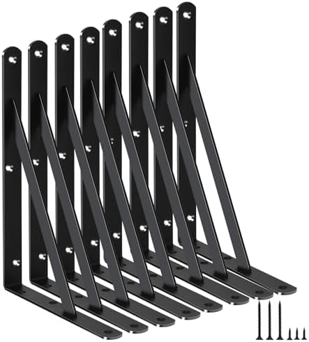 8 Pack L11 x H 8" Black Heavy Duty Shelf Brackets by MHMYDZ