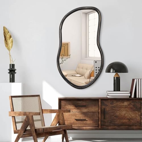 Asymmetrical Wood Mirror Irregular Wall Mirror Large Bathroom Mirror - Image 2