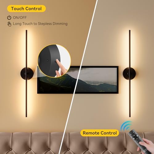 Battery Operated Wall Sconces Set of 2, Remote Control - Image 6