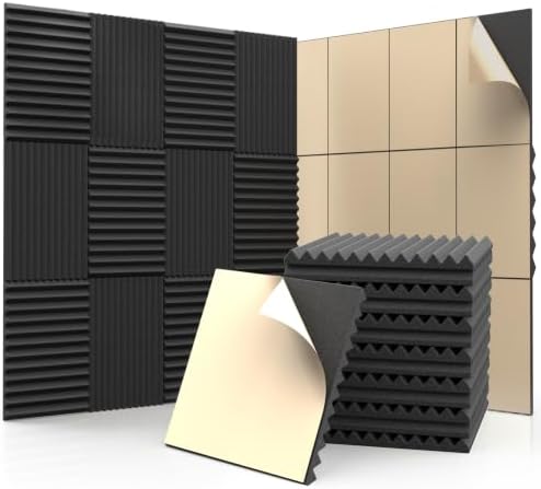 GUERRI 48 Pack Acoustic Foam Panels 12" x 12" x 1" Wedges Design Sound Proof by GUERRI