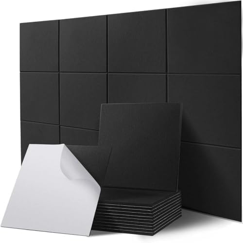 Square Acoustic Panels Soundproof Wall Panels, 12″ × 12″ × 0.4″ High-Density by HERTBER