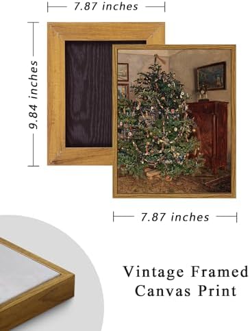 ARPEOTCY Vintage Framed Wall Art, Antique Winter Christmas Tree Canvas Wall - Image 5