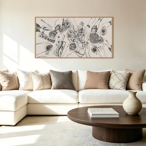 BINCUE Large Framed Wall Art Food and Drink Canvas Wall Decor Pizza Cheers - Image 2