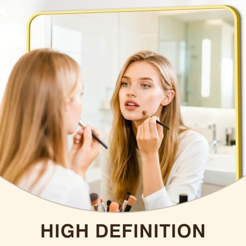 Vanity Bathroom Mirror, 36”x30” Gold Bathroom Mirror - Image 3