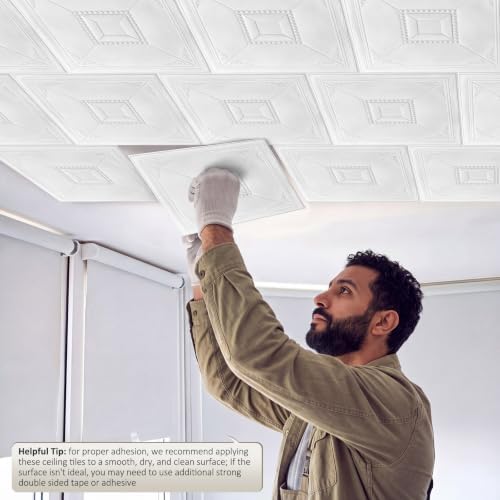 Nuanchu 40 Pcs 13.8 x 13.8 Inch Ceiling Tiles Peel and Stick - Image 5