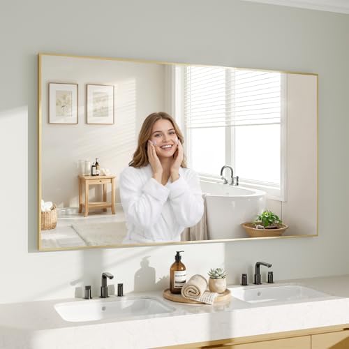 Koonmi Gold Mirrors for Wall, 30x55 Inch Bathroom Mirror, Rectangular Wall by KOONMI