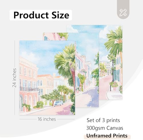 Charleston South Carolina Wall Art Preppy Watercolor Posters Pastel Coquette - Image 2