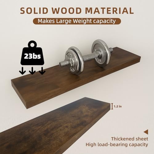 Floating Shelves for Wall, 23.6 x 6.3 Inch Rustic Display Storage Shelves - Image 6