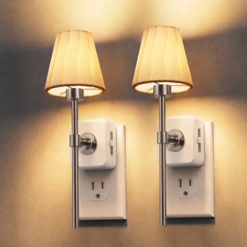 L LOHAS LED Night Lights Plug into Wall, Pleated Fabric Cover Night Light by LLOHASLED
