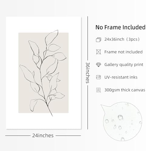 Neutral Botanical Prints Wall Art Decor Plant Minimalist Canvas Pictures - Image 2