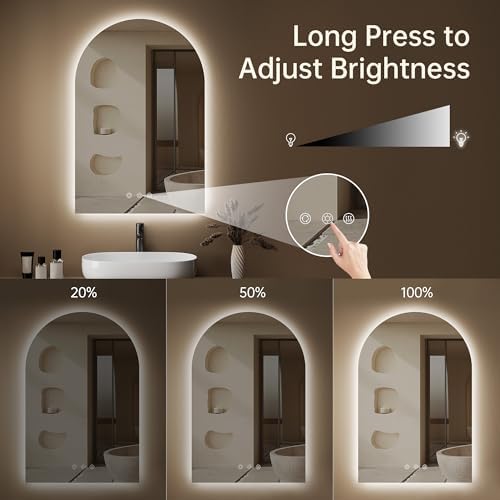 24"x36" Arched LED Lighted Bathroom Mirror - Image 5