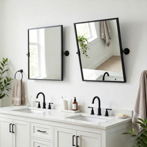 26"x26" Square Black Mirror, Pivot Mirror - Image 4