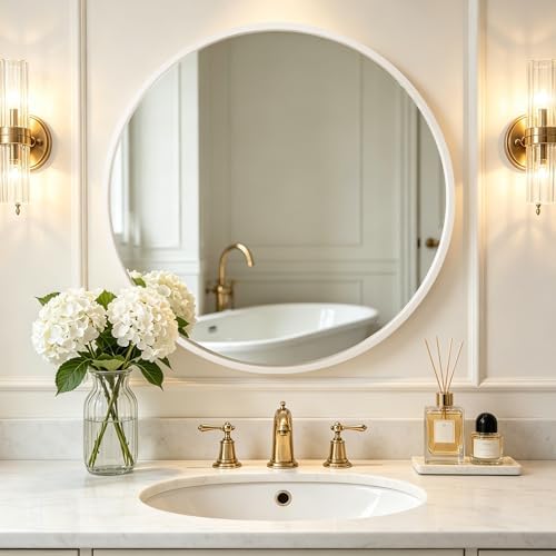 WallBeyond Round Wood Mirror 32 inch Circle Wall Mirror - Image 2