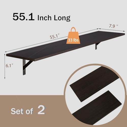 DINZI LVJ Long Wall Shelves, 55.1Inch Wooden Floating Shelves - Image 3