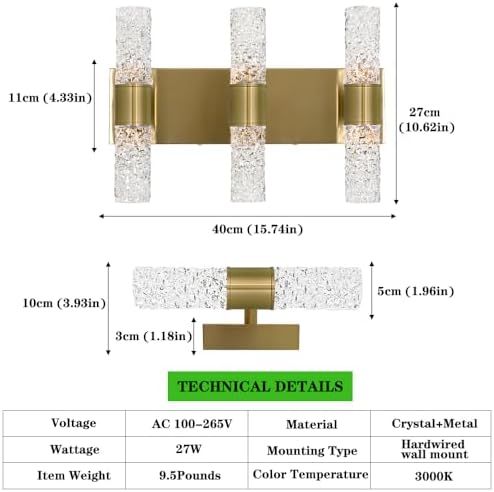 Gold Bathroom Light Fixture, Modern Brushed Vanity Light - Image 4