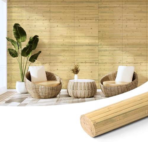 Art3d 12 x 96 in Pole Wrap Natural Bamboo Wall Panel by Art3d