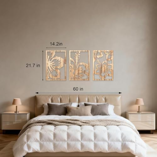Motivilla Wood Wall Art Set of 3, Light Floral Decor - Image 5